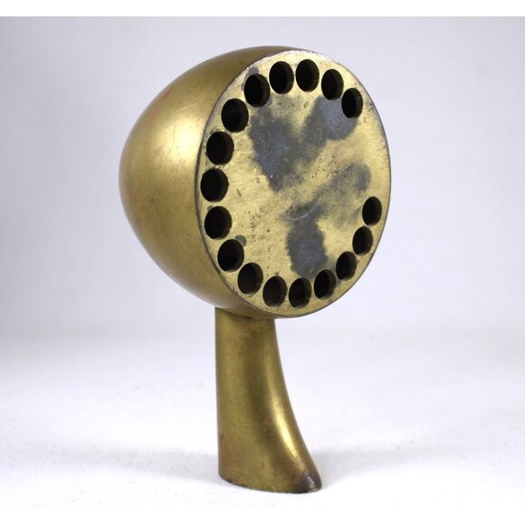 Vintage brass flower frog, decorative metal mystery item, antique telephone horn - Picture 1 of 10